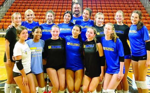 Lake Oconee Academy volleyball poses for a team photo during its three-day intensive camp at Mercer University in Macon. The Titans used the camp as an opportunity to prepare for the 2026 season while continuing to build chemistry, communication and team culture. CONTRIBUTED