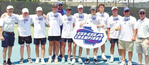 The Lake Oconee Academy boys’ tennis team defeated Telfair County in the GHSA Class A-Public State Championship on May 14. CONTRIBUTED