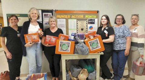 Among those involved in the Bread of Life Food Pantry collection at Putnam General Hospital were (l-r) Suzanne Culp, Margaret Pederson, Beth Etheridge, Megan Clark, Cindy McCrea, and Rhonda Largo. CONTRIBUTED