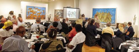 Lisa Conner speaks to the audience last Sunday at STMA in rural Buckhead. LEIGH LOFGREN/Staff