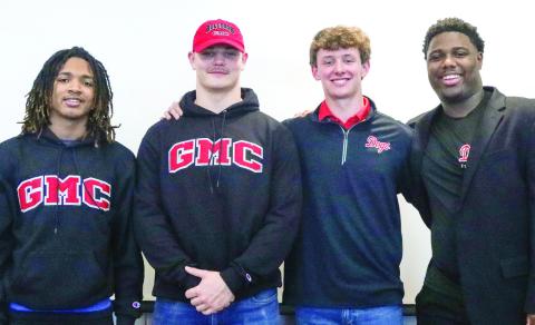 (From L to R): Trevon Rhodes, Landen Vickers, Talan Fuller, and Antavious Elder all signed letters of intent last week. LANCE MCCURLEY/Staff