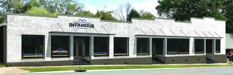 An artist’s rendering depicts planned renovations to the facade of 208 E. Broad St. in Greensboro, where Infamous Whiskey has been approved by city council to set up shop as a distillery and bottler, with an onsite gift shop, offices and meeting space. CONTRIBUTED