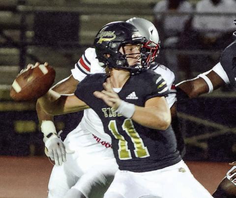 Greene County quarterback Landon Garretson (11) has led the Tigers this season, helping them achieve a 6-1 record entering Friday’s game. IAN TOCHER/File photo