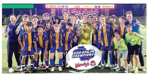 The Lake Oconee Academy boys soccer team won the Class A Division II state championship. CONTRIBUTED