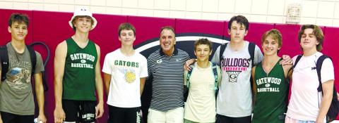The Gators that attended the camp at UGA are, from left, Adam Harvey, Blake Callaway, Matt Allen, Coach Don Keiser, Landon Moreno, Jake Rich, Kaden Keiser, and JT Gregory. CONTRIBUTED