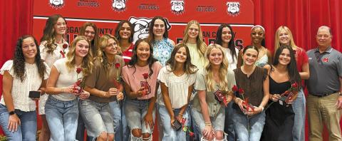 Morgan County High School’s volleyball team celebrated its 2025 championship season with a ring ceremony May 8. SKYLA MORRIS/Staff