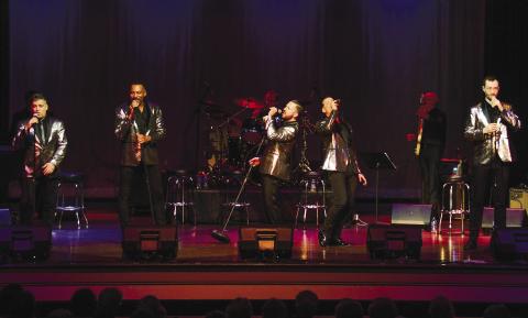 The Doo Wop Project featured vocalists (l-r): John Michael Dias, Charl Brown, Russell Fischer, Dominic Nolfi, and bass singer Alex, “from Milwaukee.”