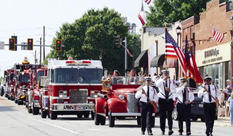 Eatonton’s and Putnam County’s first responders led the way for the 63rd Putnam County Dairy Festival Parade presented by the Pilot Club of Eatonton as it made its way up North Jefferson Avenue through downtown Eatonton. IAN TOCHER/Staff
