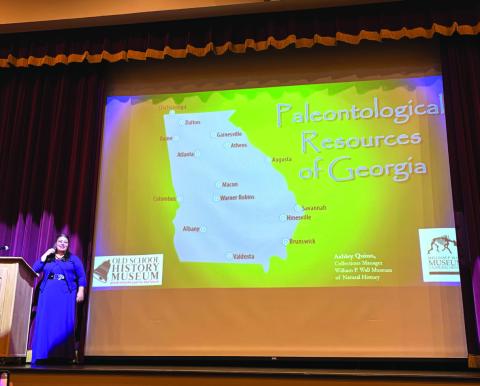 Eatonton native Ashley Quinn of GCSU’s William P. Wall Museum of Natural History made her presentation from The Plaza stage. CONTRIBUTED
