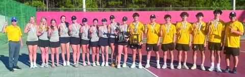 The LOA tennis teams swept the Class A Division II Region 8 tournament last week, as the Titans and Lady Titans both won titles. CONTRIBUTED