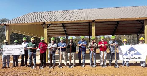 Morgan County breaks ground on the pavilion at the new recreation department complex, to be named for Georgia-Pacific Madison Plywood. CONTRIBUTED