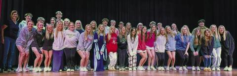 Gatewood music and drama teacher Beth Mappes (far left) joined Gatewood students on The Plaza Arts Center stage Nov.1 after their One Act performance. CANDI MORENO/Contributed