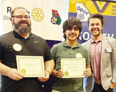 From L-R: William Bollen, Javier Medina Rivera, and Rotarian Dr. Tyler Franks. CONTRIBUTED