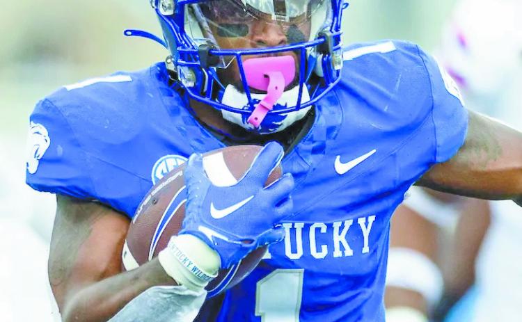 Kentucky running Ray Davis (1) has faced Georgia before when he played at Vanderbilt. He transferred to Kentucky in the offseason and ran for a career-high 280 yards last week against Florida. COURTESY OF UK ATHLETICS