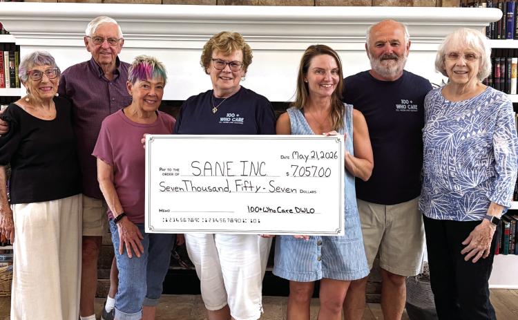 L-R: Janet Sadowsky, Mike Gravgaard, Yvette Richards, Betty Aubin (100+ Who Care DWLO), Michelee Dickens, Executive Director SANE, Norm Aubin, and Fran Gravgaard (100+ Who Care DWLO). CONTRIBUTED