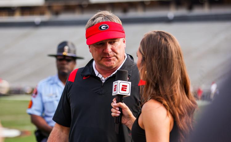 Georgia head coach Kirby Smart during Georgia’s annual G-Day scrimmage on Dooley Field at Sanford Stadium in Athens, Ga., on Saturday, April 15, 2023. (Tony Walsh/UGAAA)