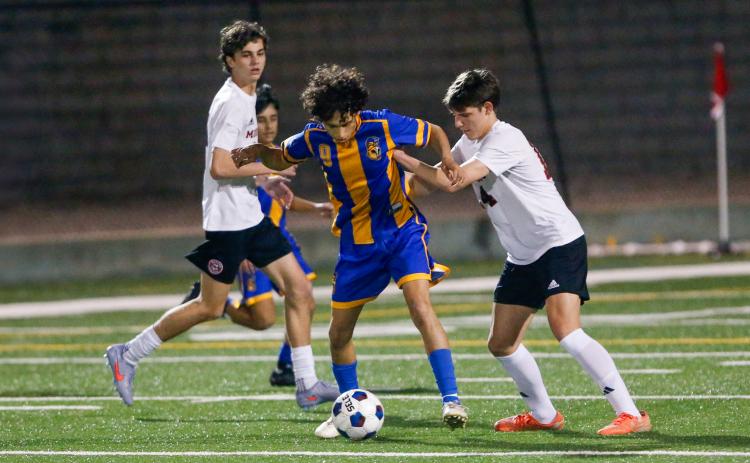 Lake Oconee Academy senior Leo Inostrosa (9) was named the Region Player of the Year and was a first-team selection. LANCE McCURLEY/Staff