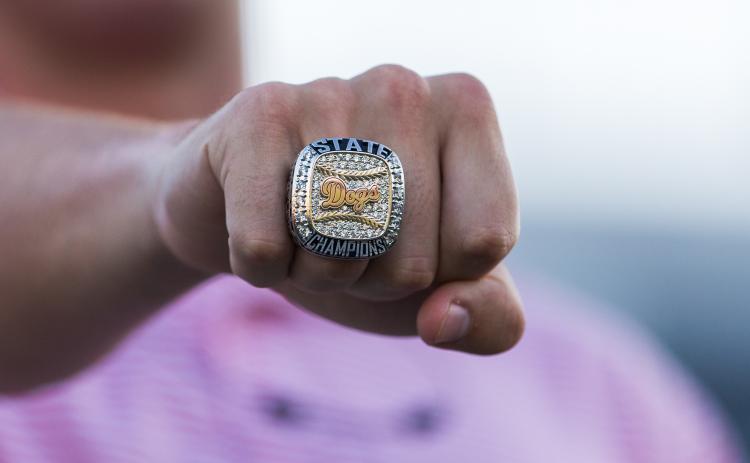 A close-up of Morgan County's state championship ring. SKYLA MORRIS/Staff