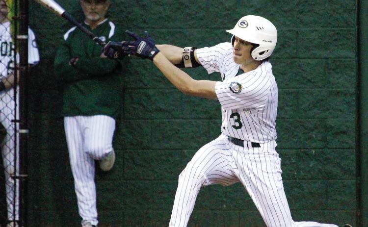 Gatewood junior Walker Roberts (3) eventually scored the game-winning run in the first game of a doubleheader last Friday in Eatonton. TREY NORRIS/Staff