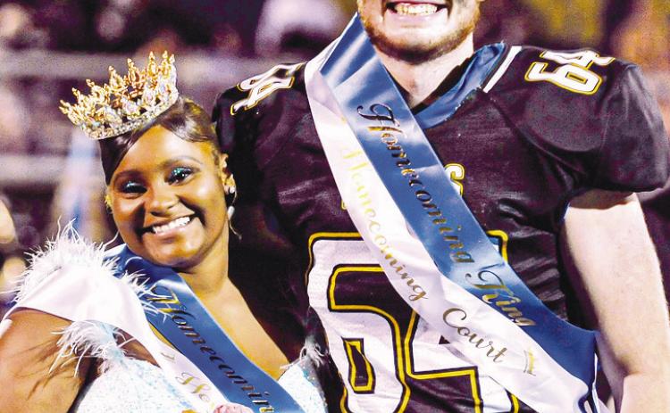 Lake Oconee Academy named seniors. D’Karrah Terrell (left) and Thomas Miller (right), its Homecoming Queen and King on Friday night. CHARLES JORDAN/Staff