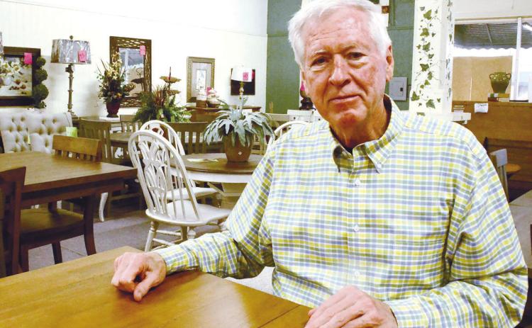 J.S. “Sammy” Blackwell Jr. sits in one of his conjoined showrooms in downtown Eatonton as he reminisces about the history of Blackwell Furniture.