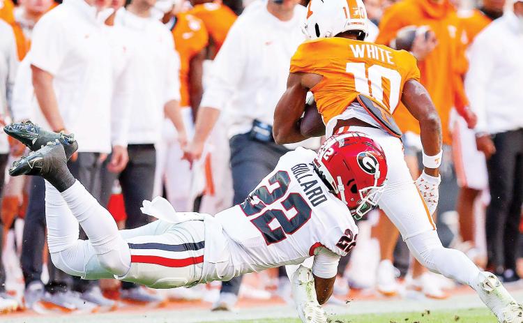 Junior defensive back Javon Bullard recorded six tackles and a pass deflection in Georgia’s 38-10 win over Tennessee. COURTESY OF UGA ATHLETICS