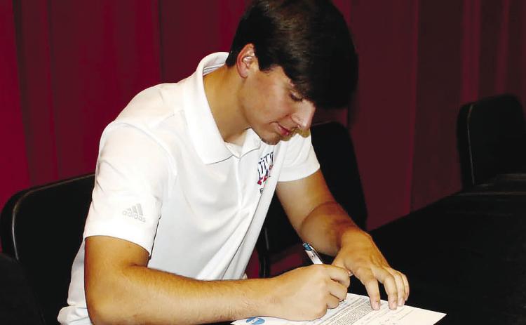 Harris signed his letter of intent in the Morgan County theater to announce that he will be playing for the Wolves next fall. CONTRIBUTED
